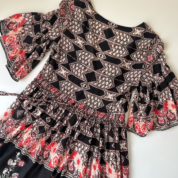 Free People Hayden Floral Lace Valley Printed Swing Dress Bell Sleeve - Picture 8 of 11